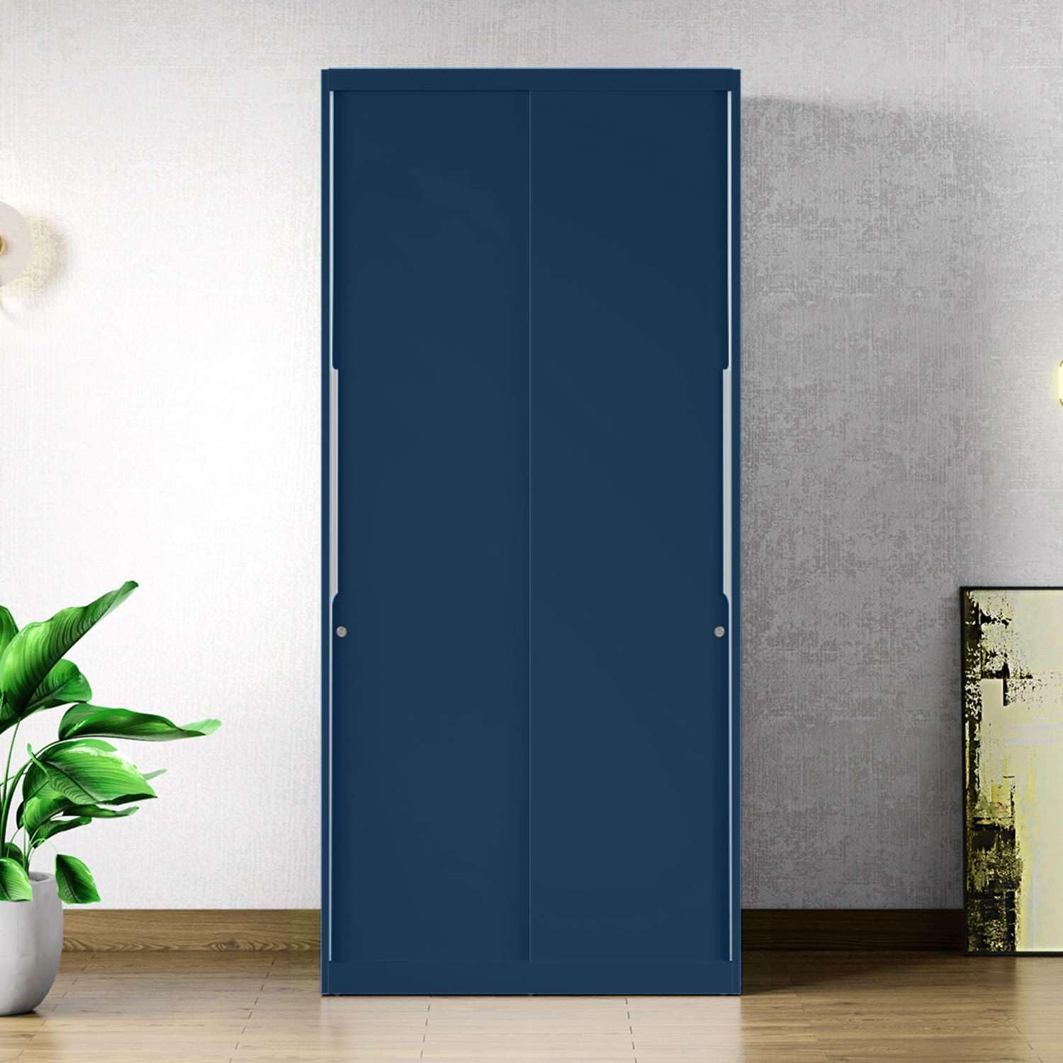 Godrej Interio Almirah Slide N Store Compact 2Door Steel Sliding Wardrobe For Clothes (Textured Phiroja Blue), 1Year Warranty,