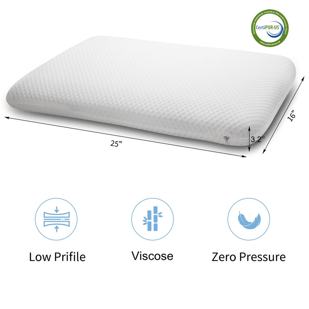 Dlight Bd Slim 3.2'' Stomach Sleeping Memory Foam Pillow-Thin, Flat, Soft Yet Supportative For Belly, Back& Stomach Sleepers