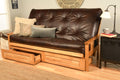 Kodiak Furniture Monterey Queen-Size Futon, Storage Drawers, Butternut Finish With Oregon Trail Java Mattress