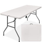 Best Choice Products 6Ft Plastic Folding Table, Indoor Outdoor Heavy Duty Portable W/Handle, Lock For Picnic, Party, Camping - White