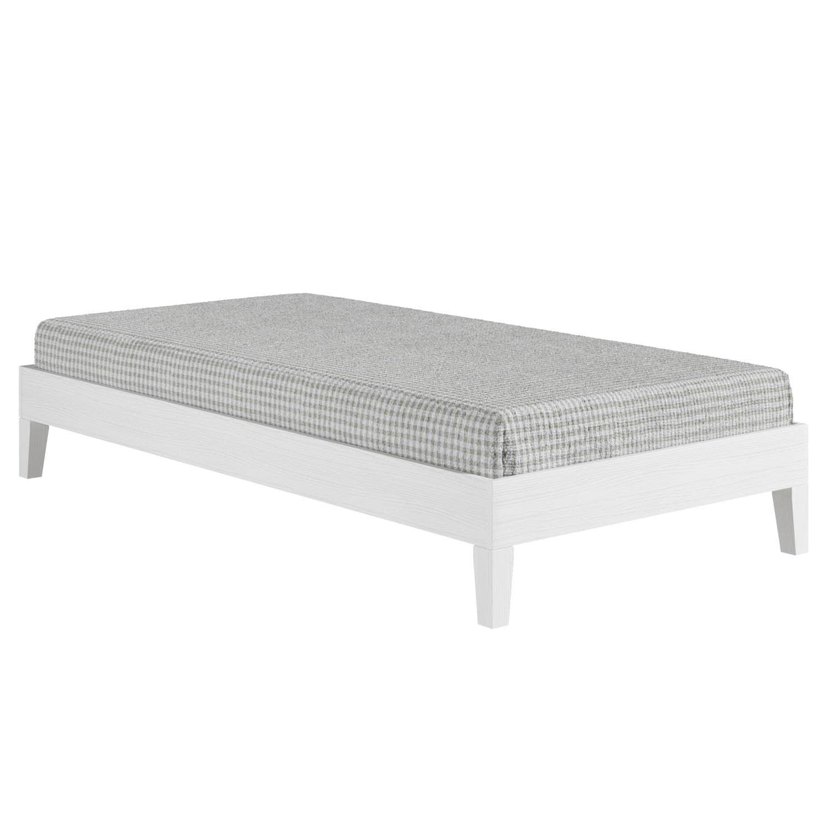 Steve Silver Co Nix Twin Platform Bed, 14-Slat Support System, Bedroom, 6.5-Inch Under Bed Clearance, Solid Pine Wood, No Box Spring Needed, 77.01&quot; L x 40.47&quot; W x 12.24&quot; H, White