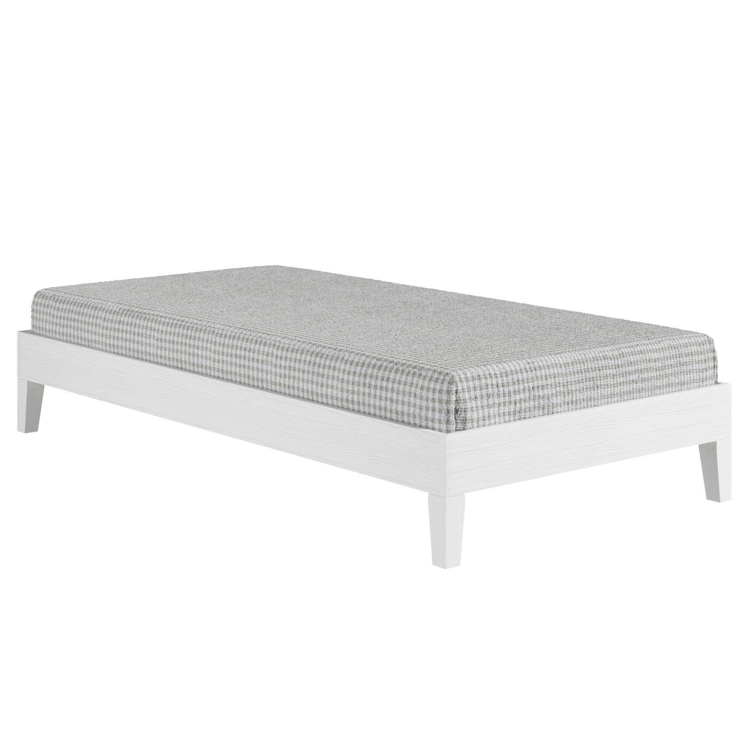 Steve Silver Co Nix Twin Platform Bed, 14-Slat Support System, Bedroom, 6.5-Inch Under Bed Clearance, Solid Pine Wood, No Box Spring Needed, 77.01" L x 40.47" W x 12.24" H, White