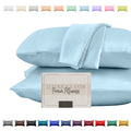 Elegant Comfort Silky And Luxurious 2-Piece Satin Pillowcase Set For Healthier Skin And Hair, Hidden Zipper Closure And Beautifully Packaged, Satin Pillowcase Set, Standard/Queen, Baby Blue