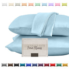 Elegant Comfort Silky And Luxurious 2-Piece Satin Pillowcase Set For Healthier Skin And Hair, Hidden Zipper Closure And Beautifully Packaged, Satin Pillowcase Set, Standard/Queen, Baby Blue