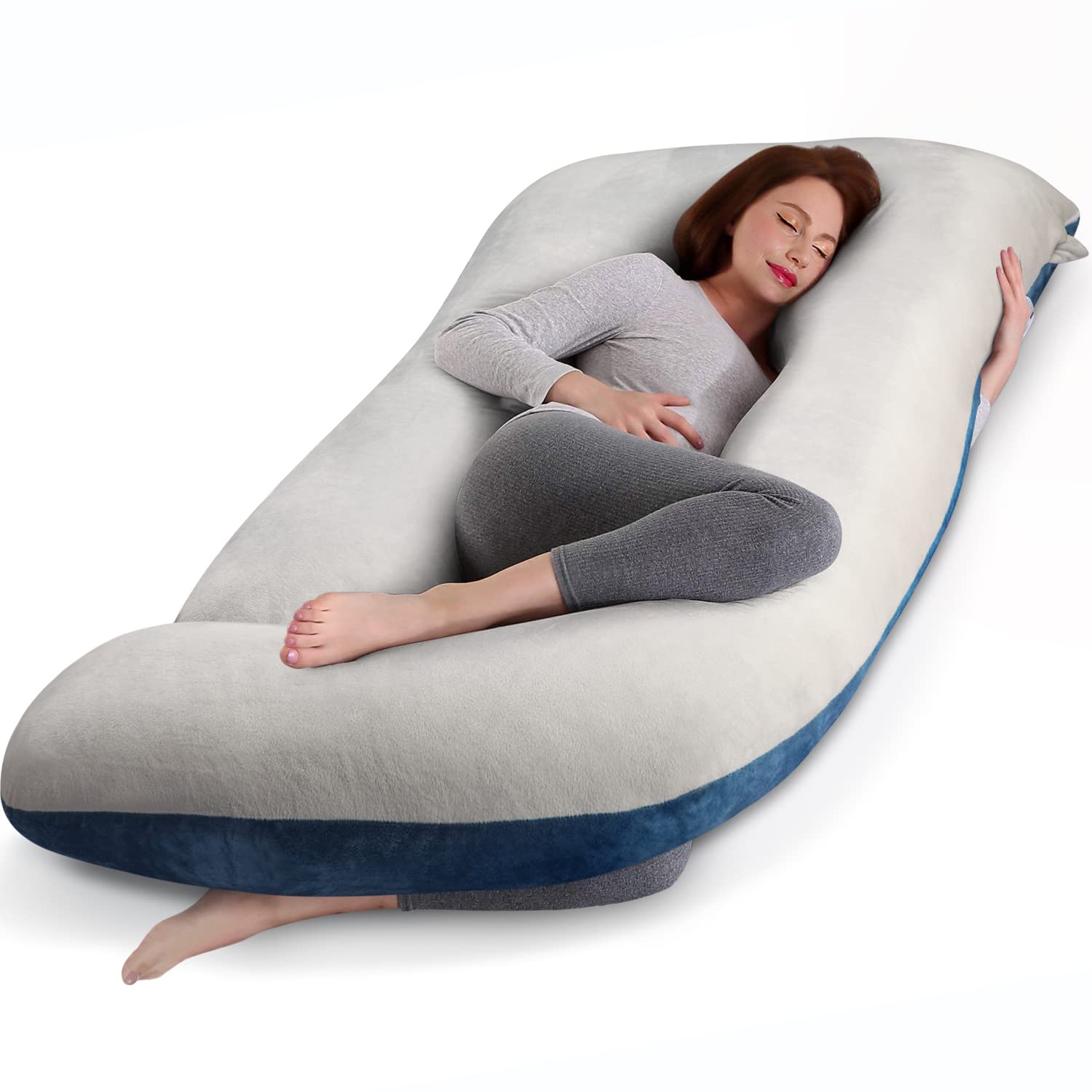 Cauzyart Pregnancy Maternity Pillows For Sleeping 55 Inches U-Shape Full Body Pillow Support - For Back, Hips, Legs, Belly For P