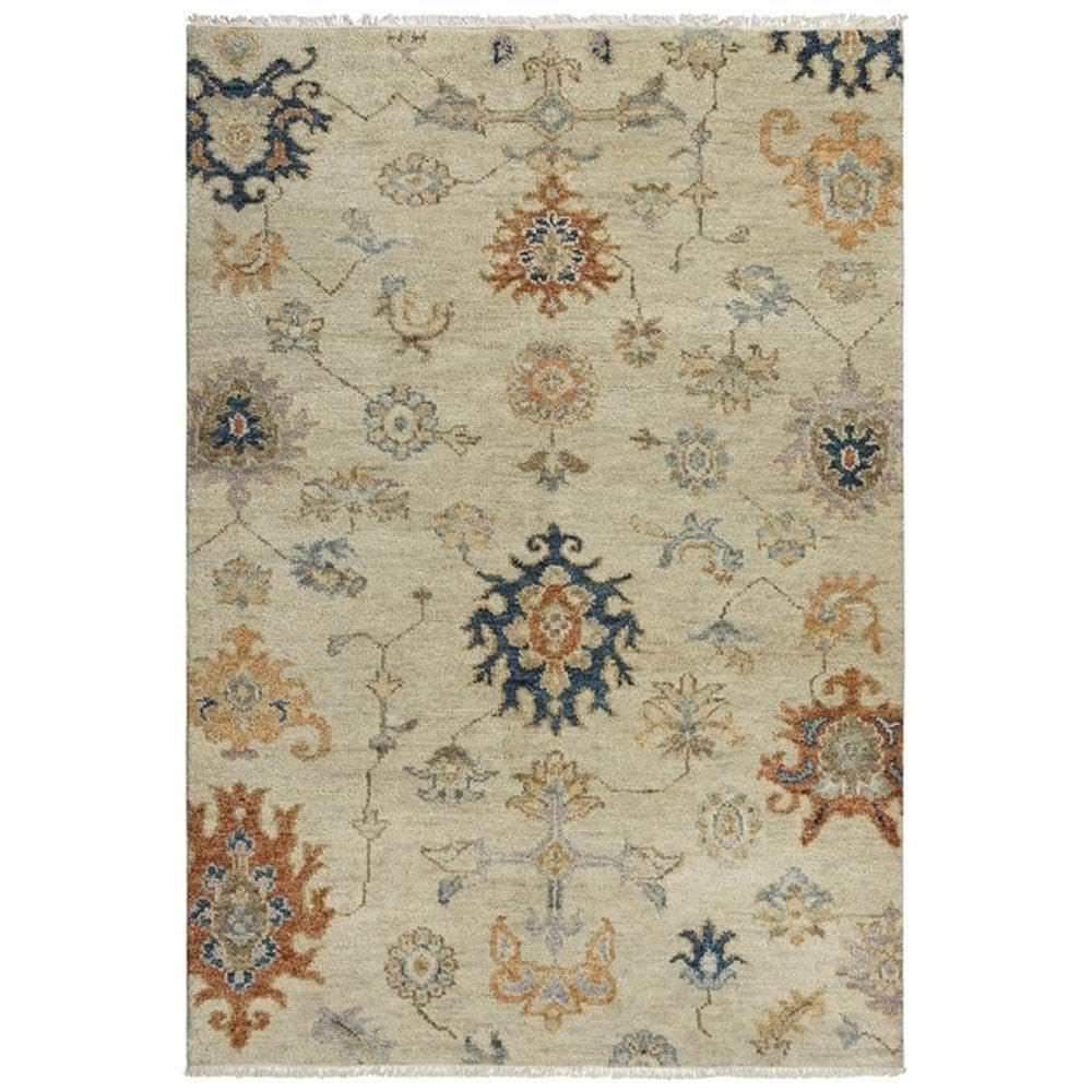 Muse 6' X 9' Abstract Beige/Beige/ Blue/ Yellow Hand Knotted Area Rug