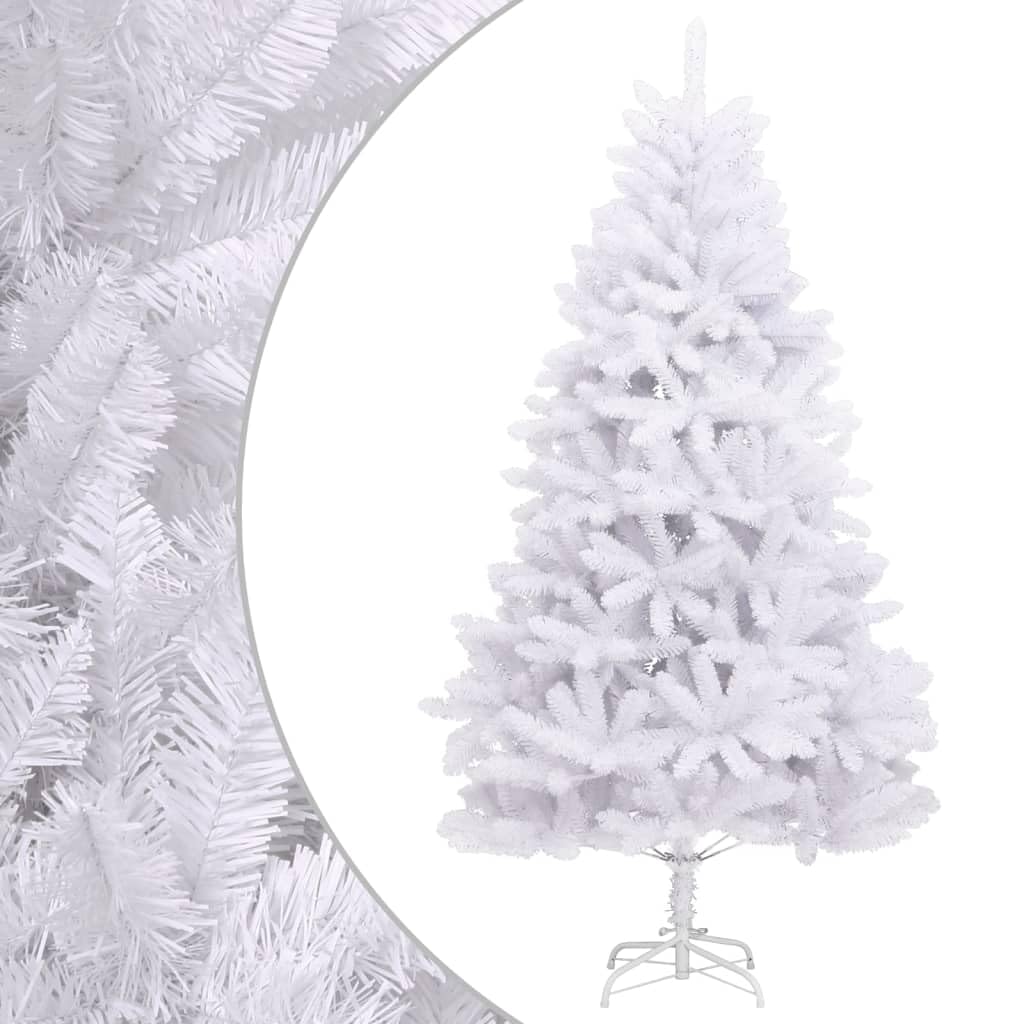vidaXL Modern-Style Artificial Hinged Christmas Tree - Lifelike PVC Tips - Sturdy Metal Stand - White Color - Total Height: 70.9 Inches