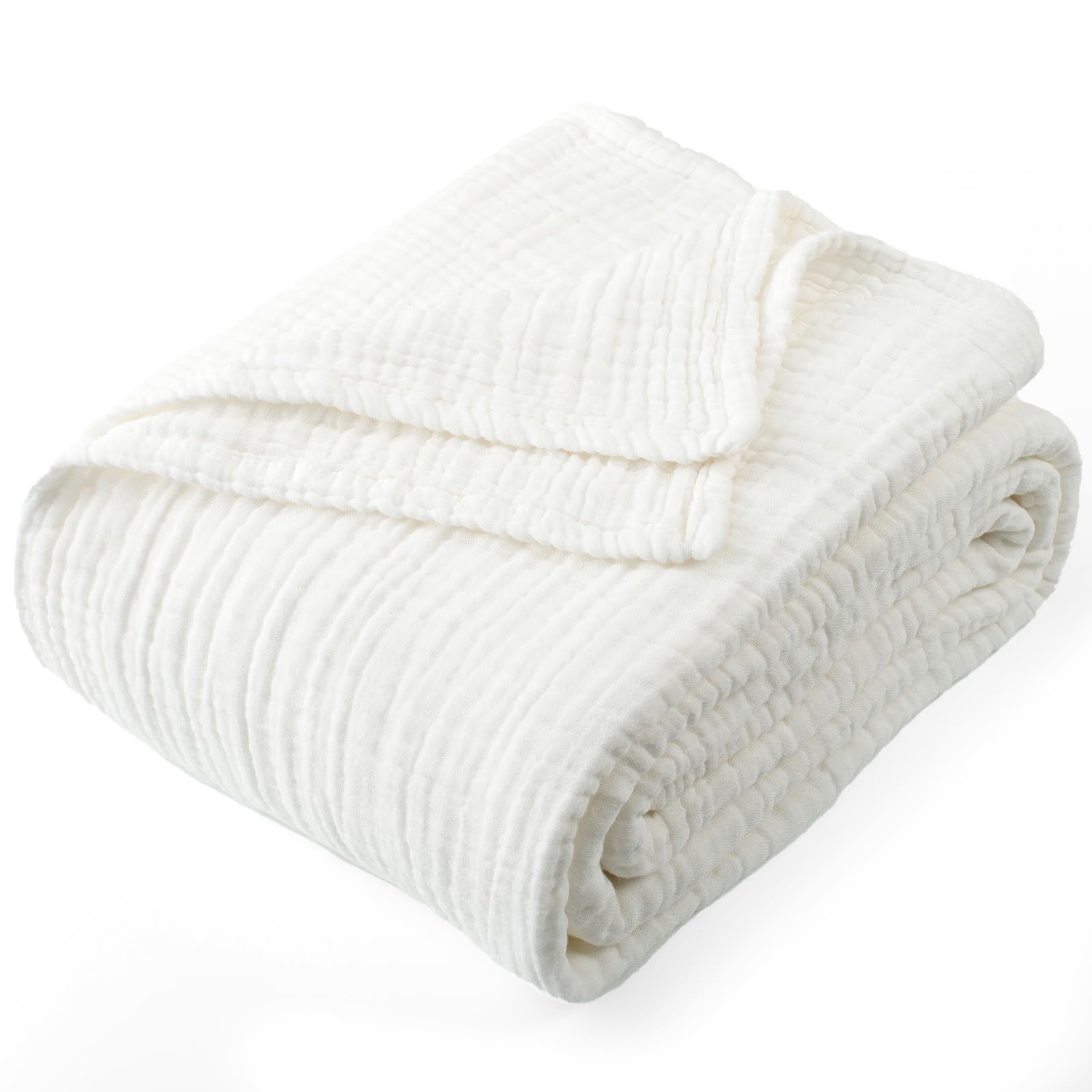 Carriediosa 100% Cotton Muslin Throw Blanket 4-Layer Pre-Washed Linen Gauze Blankets for Adults Soft Breathable Lightweight Comf