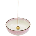 Asayu Japanese Lotus Incense Holder for Sticks 4.1 inch (105mm), Traditional Made in Japan Ceramic Ash Catcher and Brass Incense