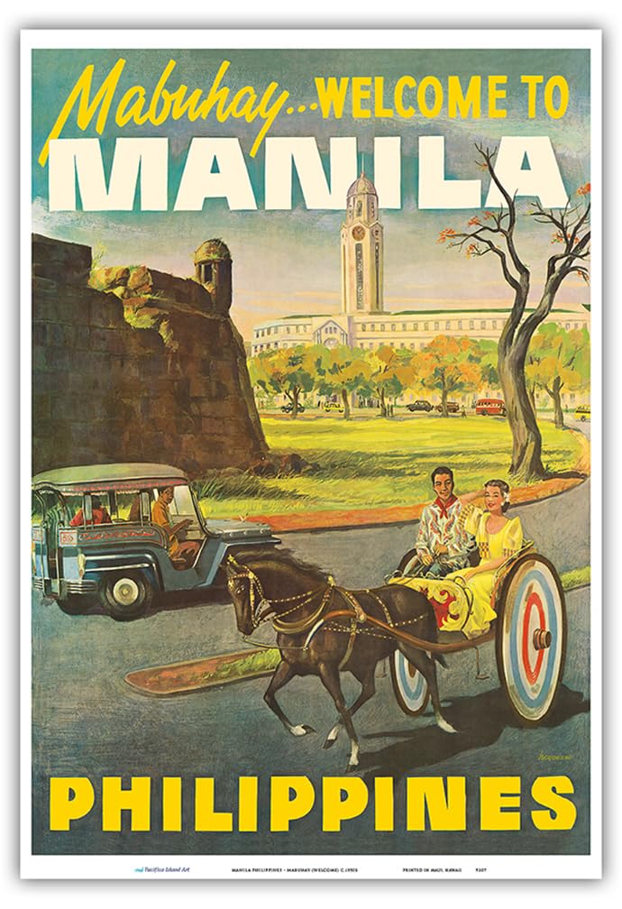 Manila Philippines - Mabuhay (Welcome) - Vintage Travel Poster c.1950s - Master Art Print (Unframed) 13in x 19in