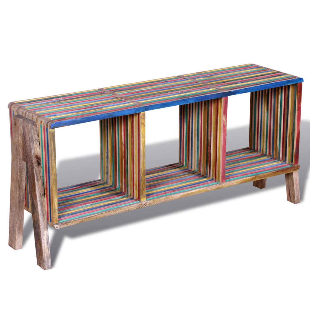 TV Cabinet with 3 Shelves Stackable Reclaimed Teak Colorful