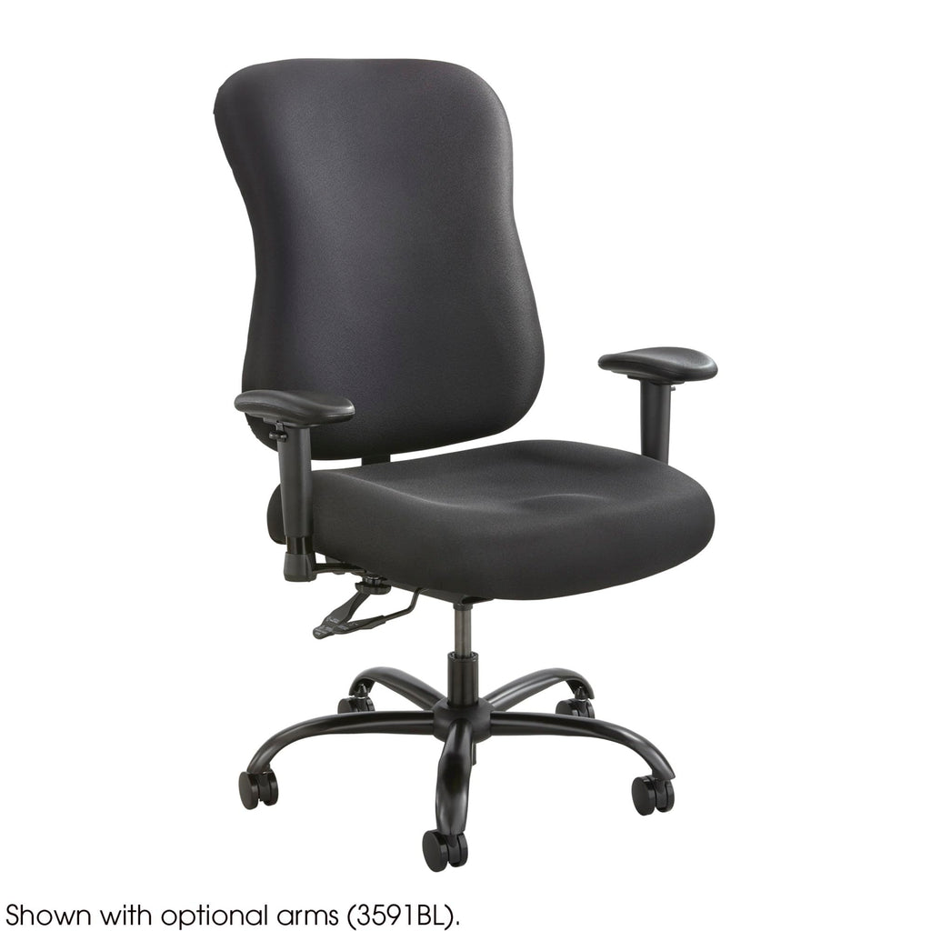 Safco 3590BL Optimus Big & Tall Chair, 400 lb. Capacity (Optional arms sold separately), Black