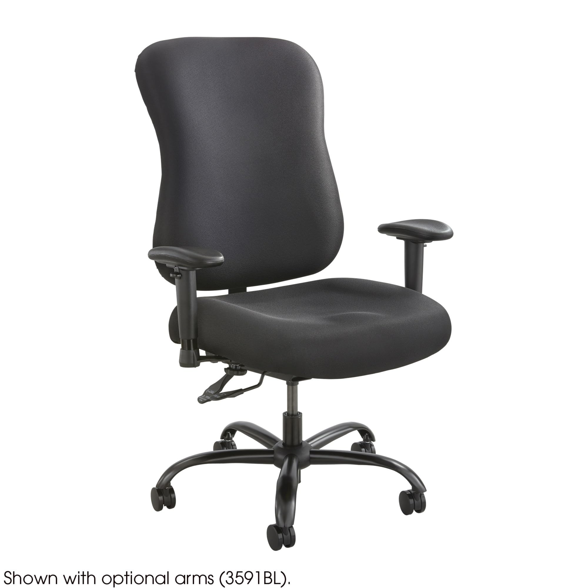 Safco 3590BL Optimus Big & Tall Chair, 400 lb. Capacity (Optional arms sold separately), Black