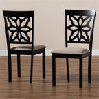 Baxton Studio Samwell Modern and Contemporary Sand Fabric Upholstered and Dark Brown Finished Wood 2-Piece Dining Chair Set