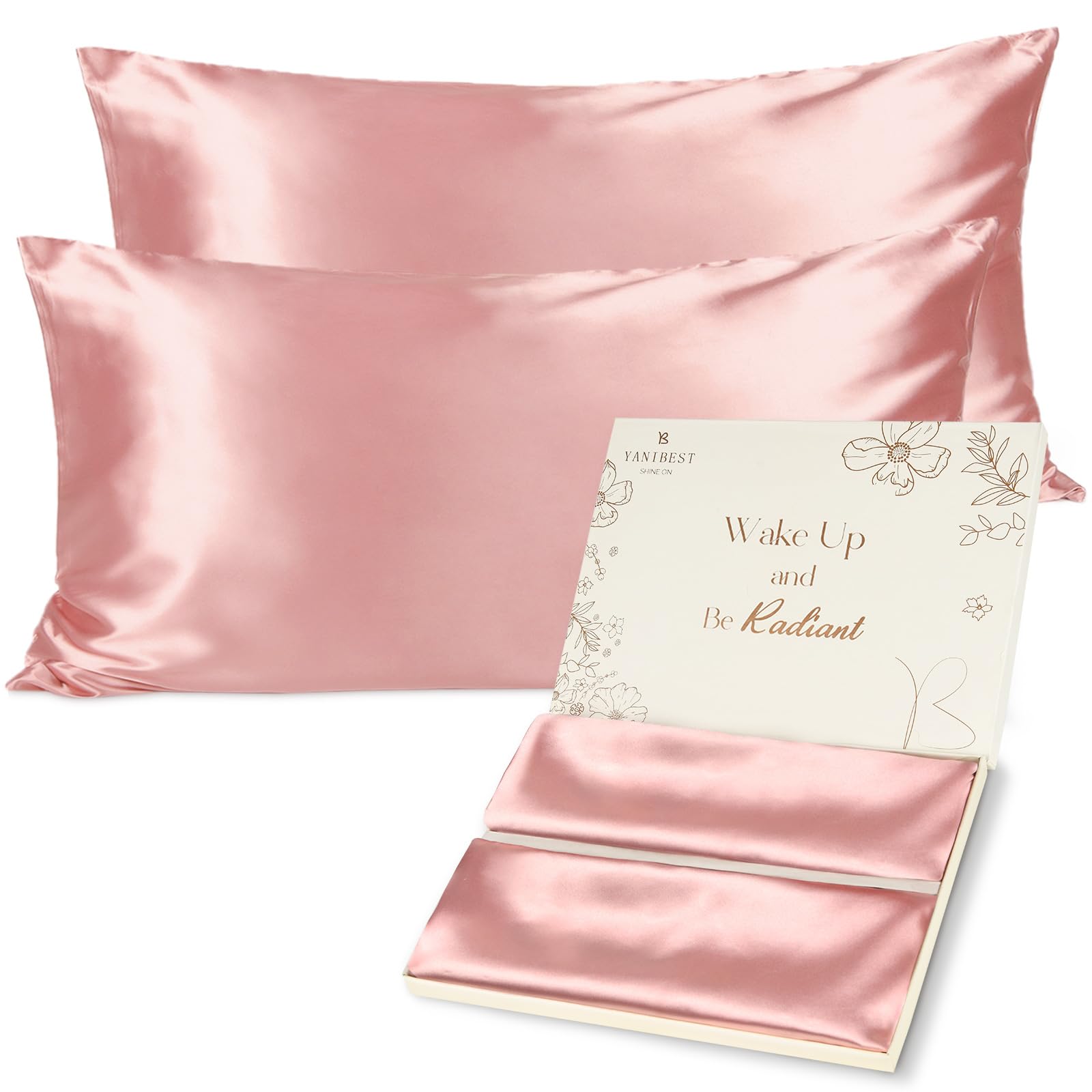 Yanibest Satin Pillowcase, King Size Pillow Cases Set Of 2 - Silk Pillow Cases For Hair And Skin With Zipper, Silk Pillow Cases