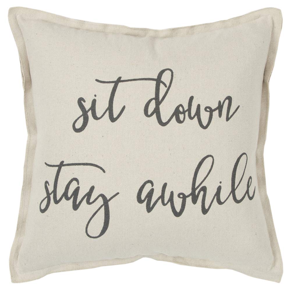 Rizzy Home &quot;Sit Down, Stay Awhile Pillow Down