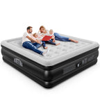 Airefina King Size Air Mattress with Built-in Pump, 18 Inflatable Grey Mattress for Easy Inflation/Deflation, Portable with Carrying Bag