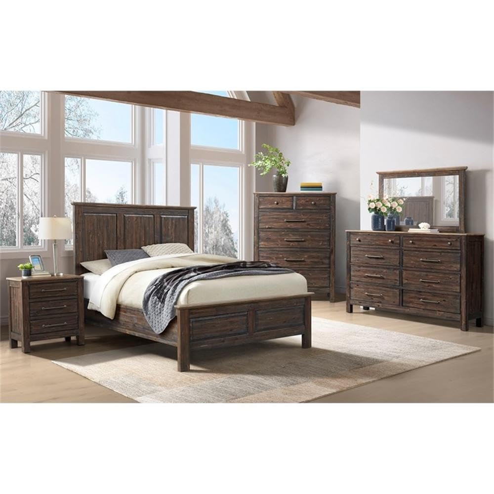 Intercon Transitions Nightstand, 3 Drawer Bedside Table, Brown