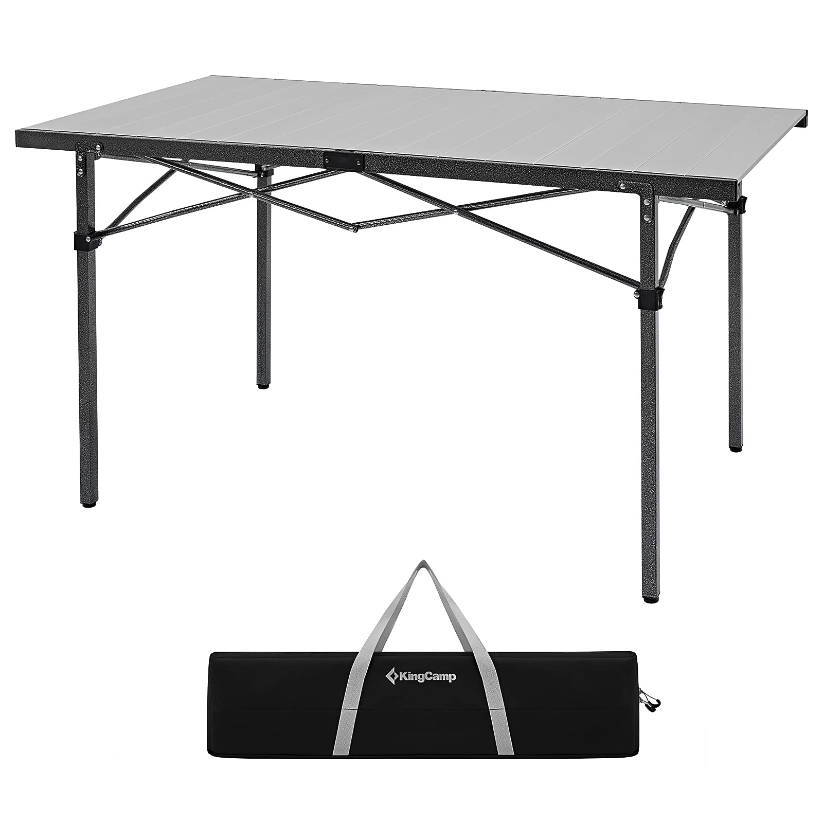 Kingcamp Camping Table Folding Portable Table Aluminum Roll Up Lightweight Foldable Large Camp Table For Indoor Outdoor Picnic Backyard, 53.5'X27.5'