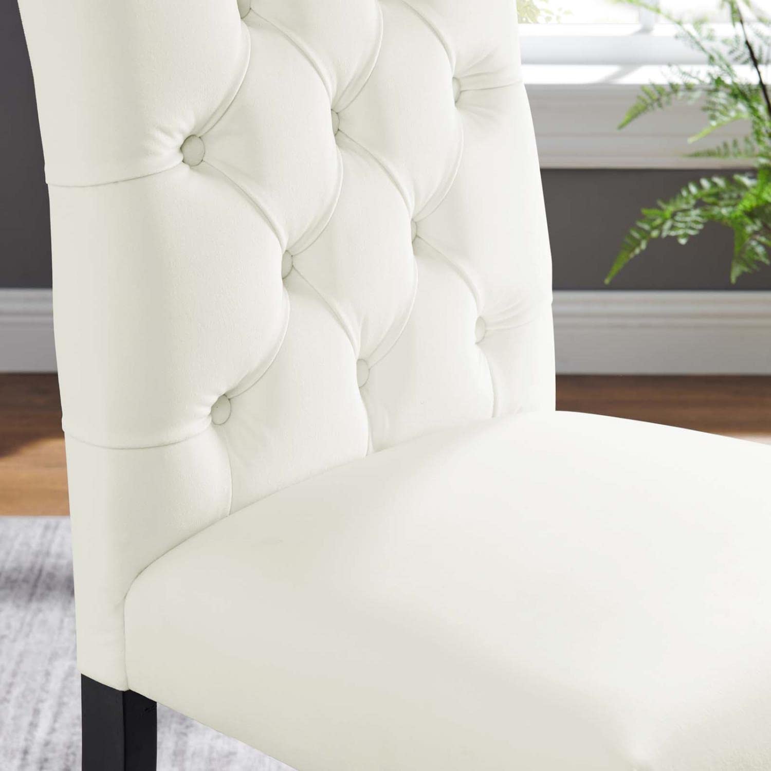 Modway Duchess 21&Quot; Modern Velvet Dining Chairs In White/Black (Set Of 2)