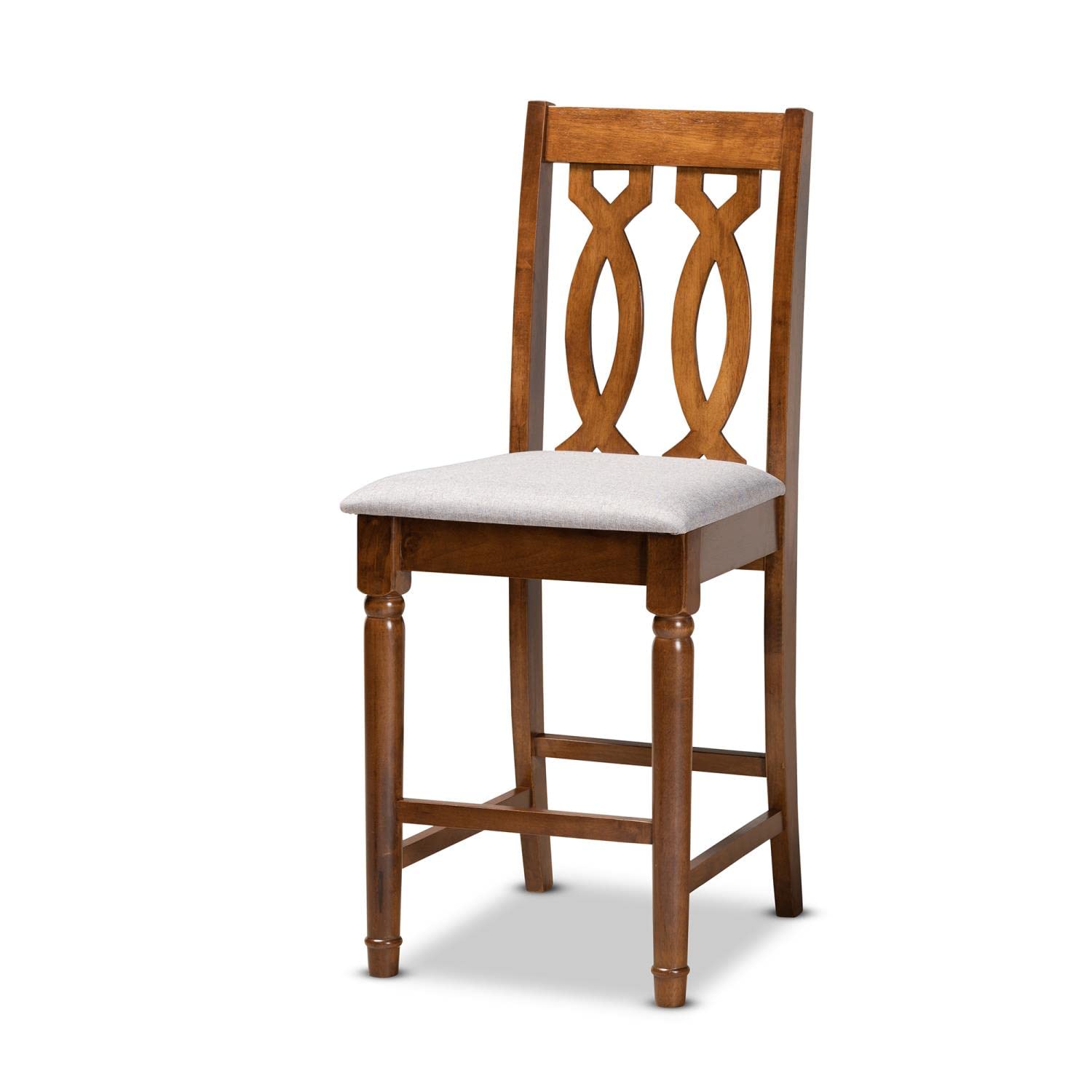 Baxton Studio Darcie Modern and Contemporary Grey Fabric Upholstered and Walnut Brown Finished Wood 5-Piece Pub Set