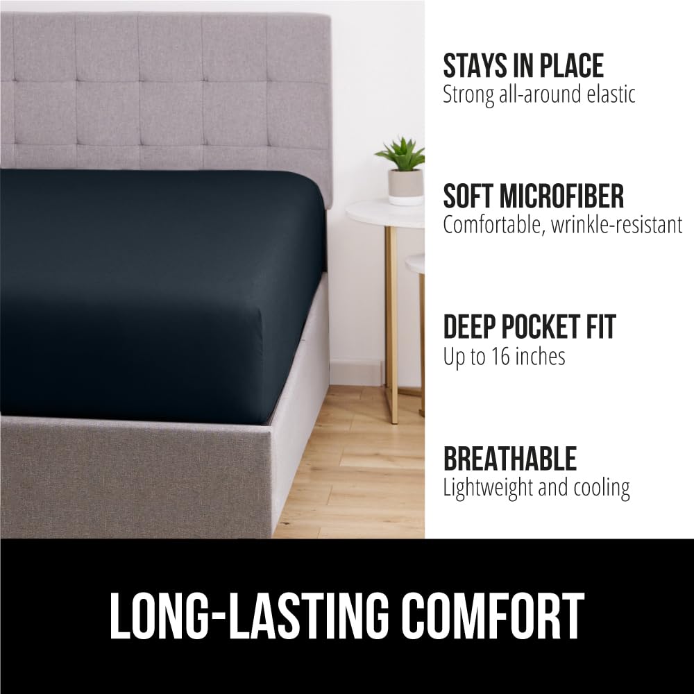 Gorilla Grip Fitted Sheets, Stay In Place Full Size Bottom Bed Sheet, Deep Pocket Mattress, Soft Breathable Lightweight Microfiber, All Around Elastic, Oeko-Tex, Wrinkle And Shrink Resistant, Charcoal
