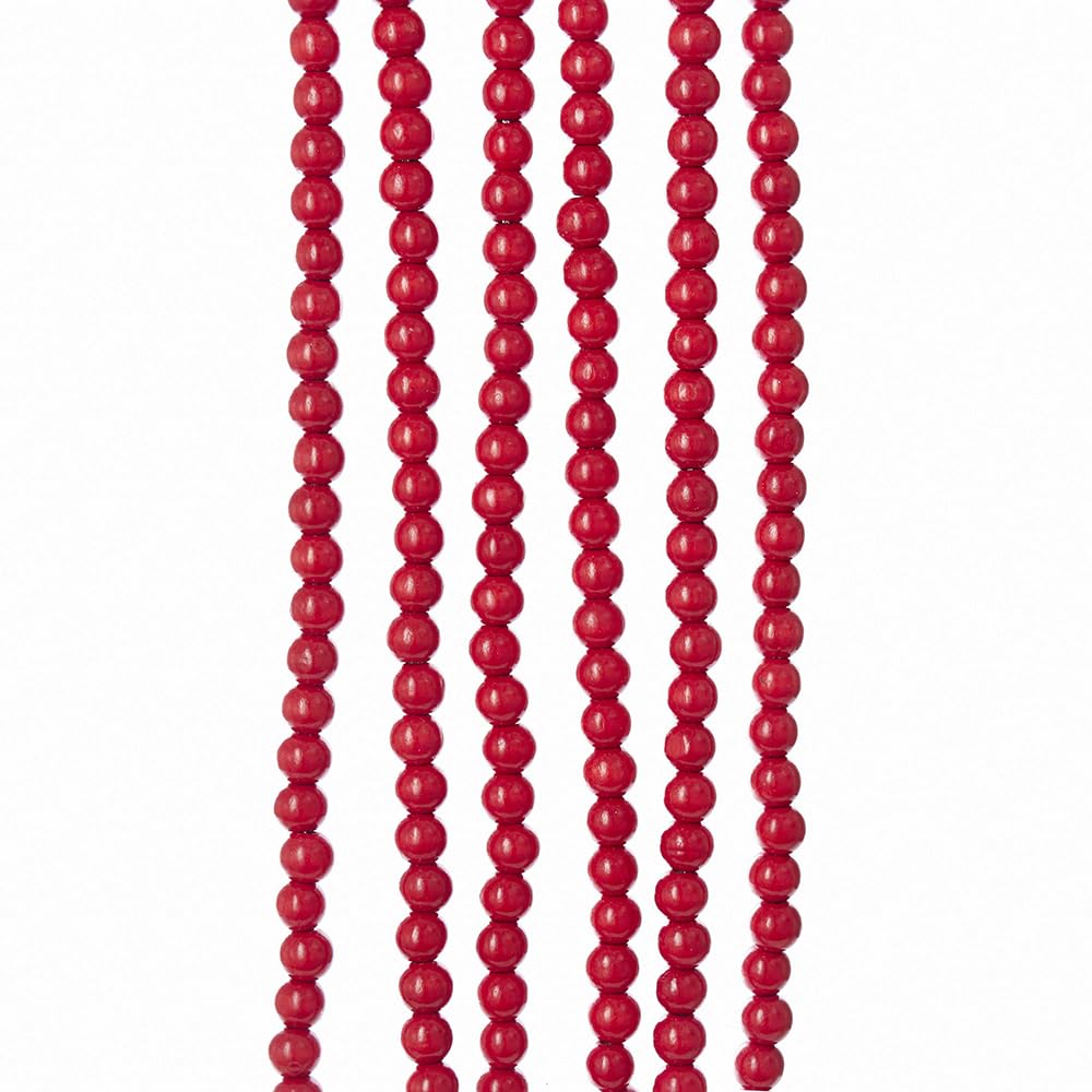9-Foot x 14MM Wooden Red Beaded Garland
