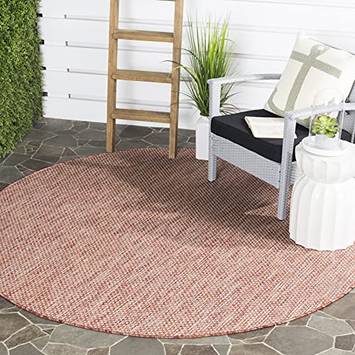 Safavieh Courtyard Collection 5'3' Round Red/Beige Cy8521 Indoor/ Outside Waterproof Easy Cleansingpatio Backyard Mudroom Area