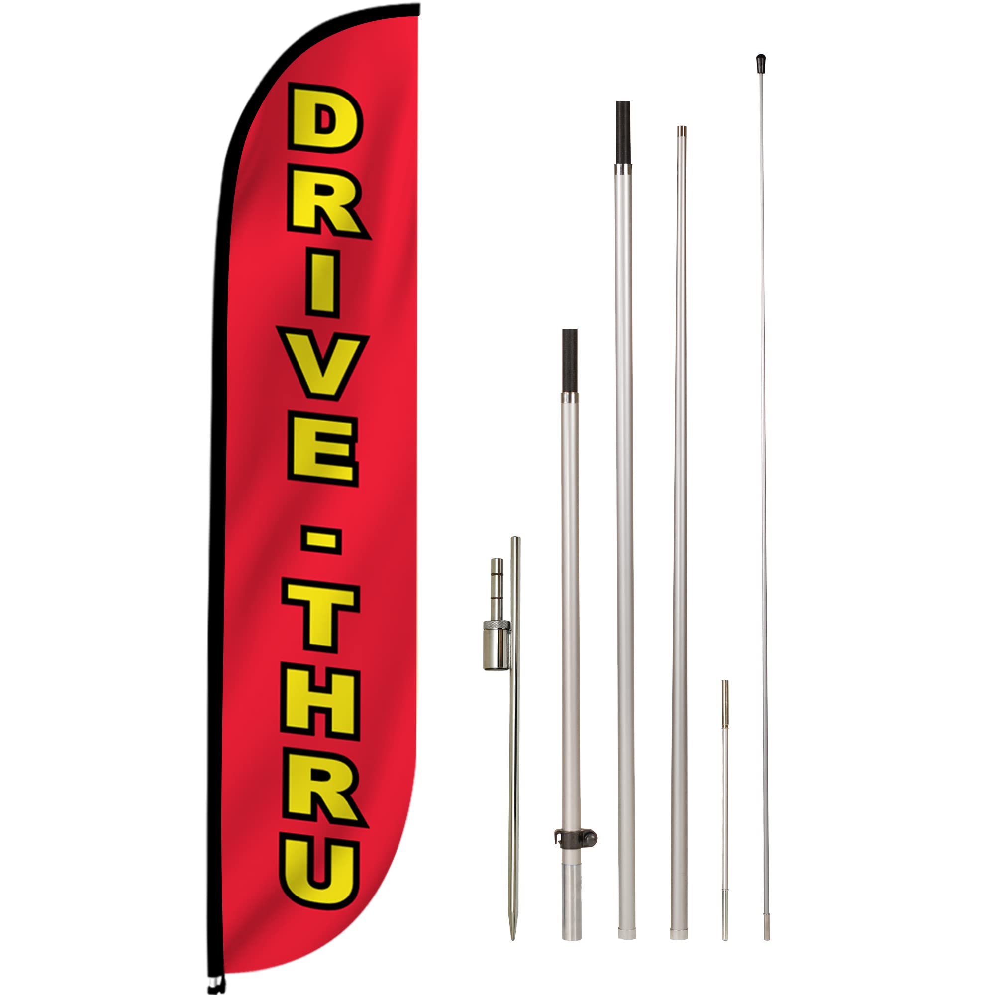 Lookourway Feather Flag Set, 12 Ft Advertising Flag With Fiberglass Poles And Ground Spike For Business Promotion, Restaurant Th