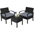 Happygrill 3 Pieces Patio Conversation Set Outdoor Wicker Furniture Set Rattan Table Chairs Set With Seat Cushions Modern Bistro Set With Coffee Table For Garden Balcony Backyard