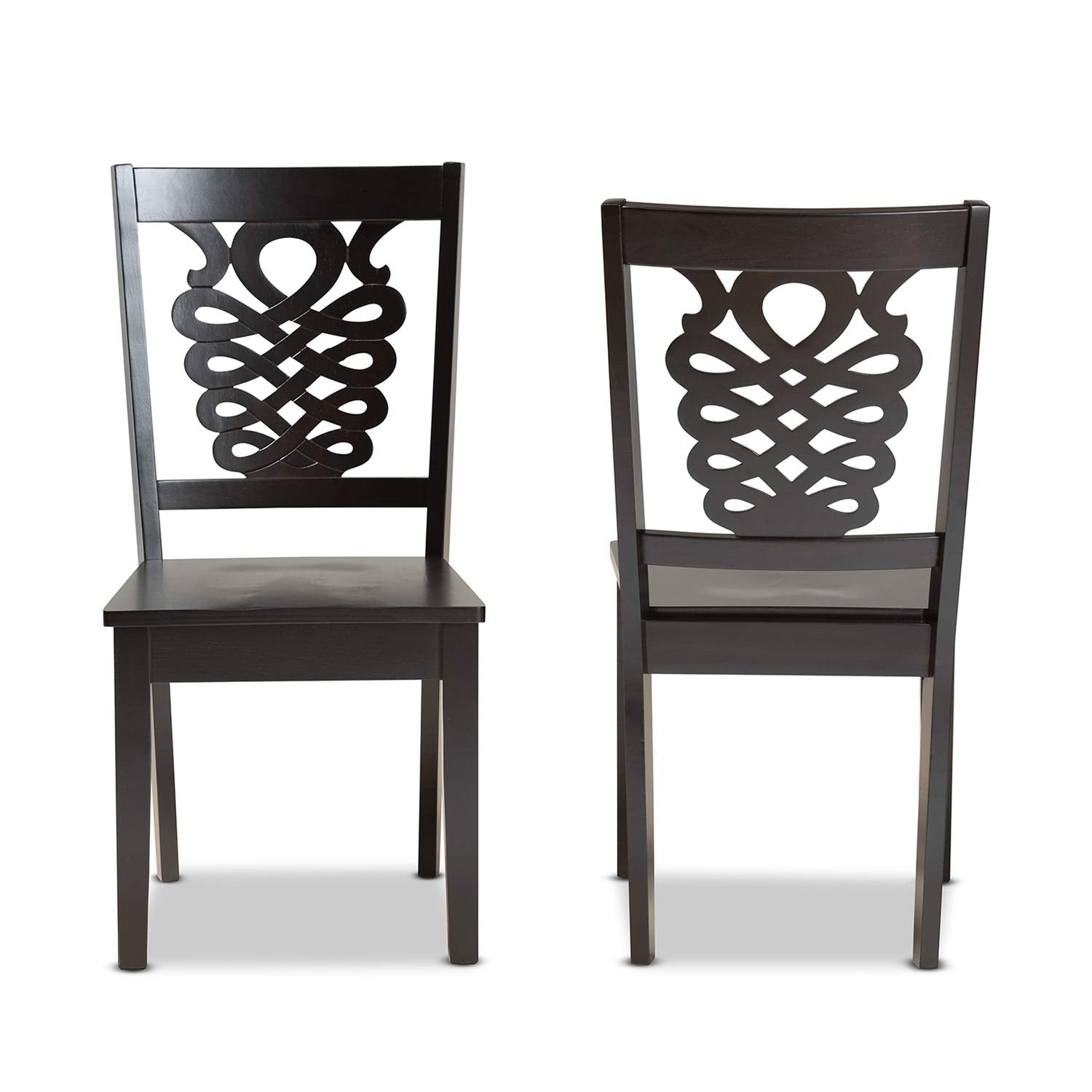 Baxton Studio Gervais Modern and Contemporary Transitional Dark Brown Finished Wood 2-Piece Dining Chair Set