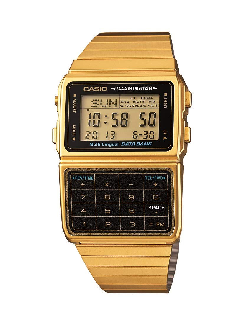 Casio #Dbc611G-1D Men'S Gold Tone 25 Memory Calculator Databank Watch