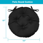 Gueglsa Outdoor Round Tufted Cushions, 15 Inch Bistro Chair Cushions With Ties, High Uv Resistant Round Chair Pads For Patio Bis