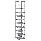 Songmics Shoe Rack, 10 Tier Shoe Shelf, Shoe Storage Organizer, Space-Saving, 13 X 13 X 68.1 Inches, Metal Frame, Non-Woven Fabric Shelves, For Entryway, Bedroom, Grey Ulsr110G01