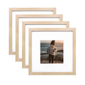 KINLINK 10x10 Picture Frames, Square Natural Wood Frames with Acrylic Plexiglass for Pictures 6x6 With Mat, Tabletop and Wall Mo