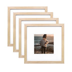KINLINK 10x10 Picture Frames, Square Natural Wood Frames with Acrylic Plexiglass for Pictures 6x6 With Mat, Tabletop and Wall Mo