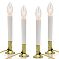 Abeja 4 Pack-Electric Christmas Window Candle Lamp with Golden Plated Base, Flameless Taper Candles with C26 Clear Lights Bulb,P