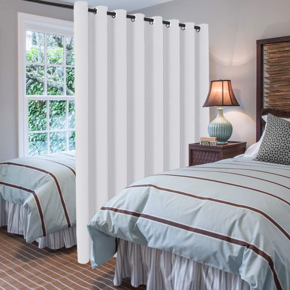H.Versailtex Patio White Curtains 100X84 Inches For Sliding Door Extral Wide Blackout Curtain Panels Thermal Insulated Room Divi