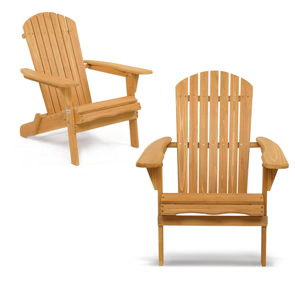 Vingli Wooden Folding Adirondack Chairs Set Of 2 For Outdoor, All Weather Foldable Fir Pit Chairs Clearance Patio Lounge Chairs For Lawn Garden Poolside, Capacity 350Lbs