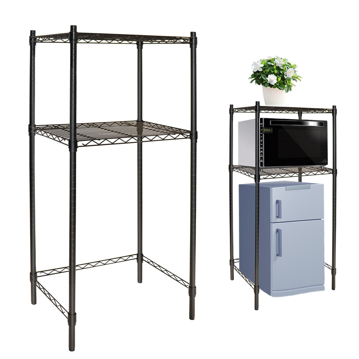 Podoy Mini Fridge Shelf,Over Mini Fridge Storage And Microwave Stand, Multi-Purpose Mini Fridge Organizer Shelf For Dorms, Kitch