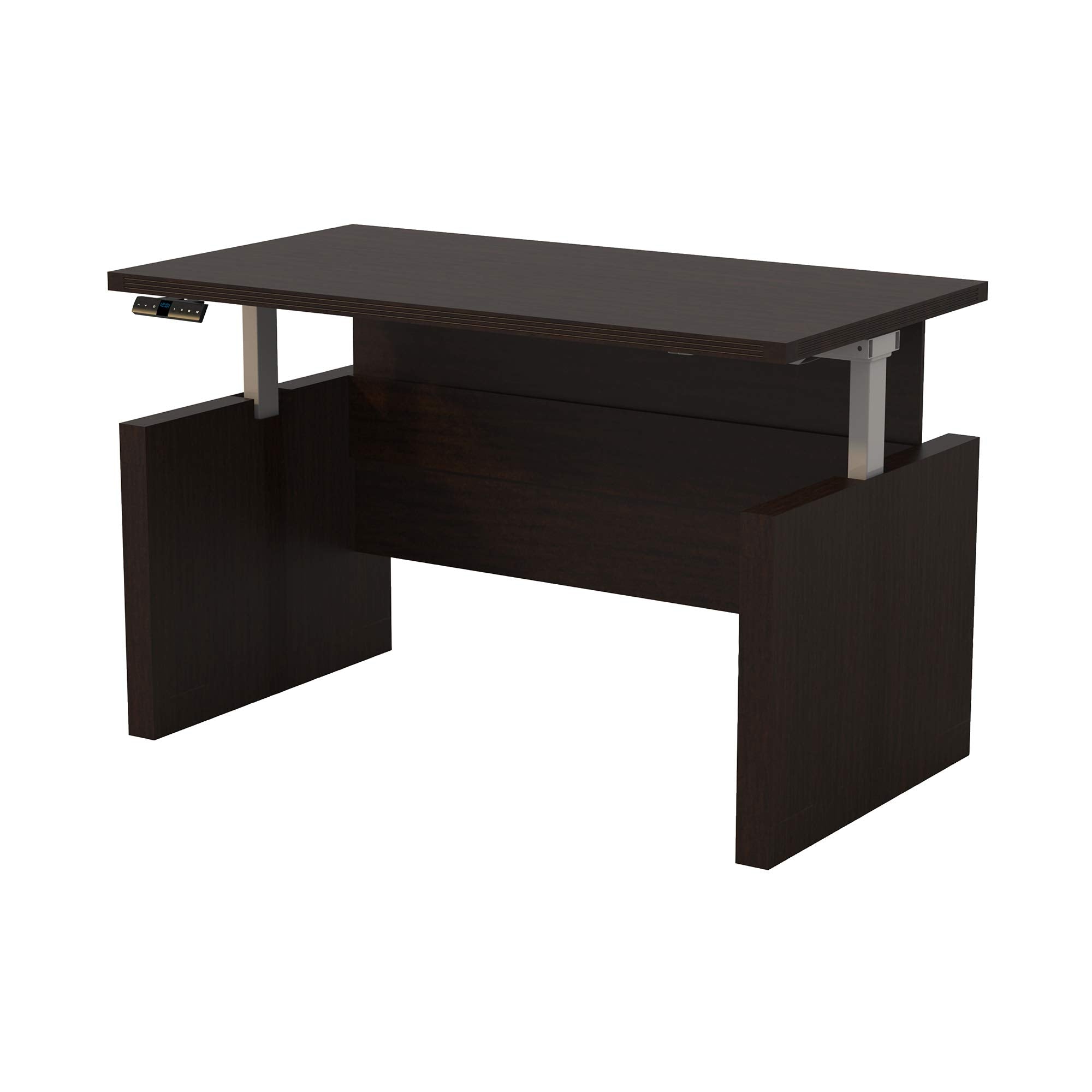 Aberdeen Height-Adjustable Desk, Straight Front Top & Base, 72" W Mocha