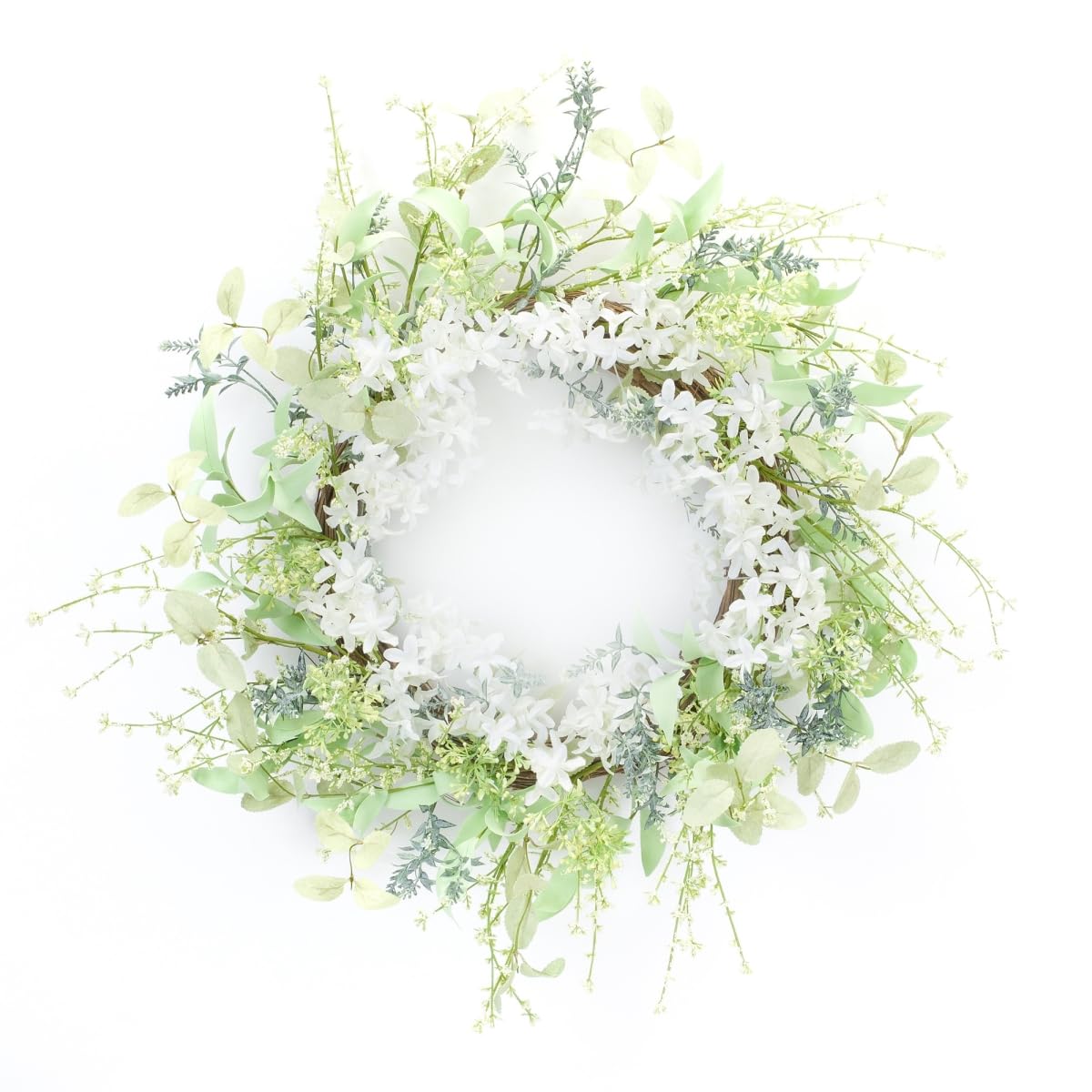 HomeRoots 516109 22 in. Mixed Assortment Artificial Wreath Green & White