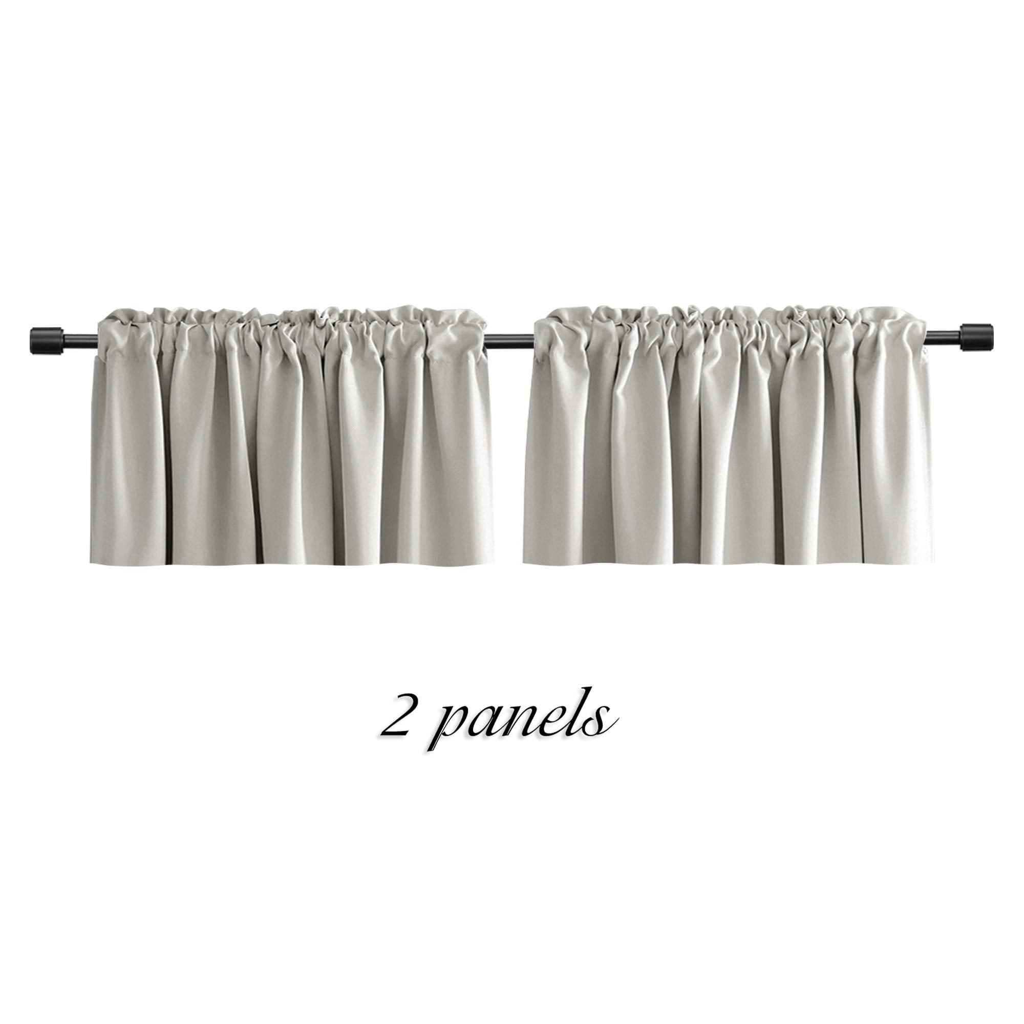 Donren Light Gray Valance - 16 Inch Length Kitchen Valances For Small Window With Rod Pocket (2 Panels,52 By 16 Inch)