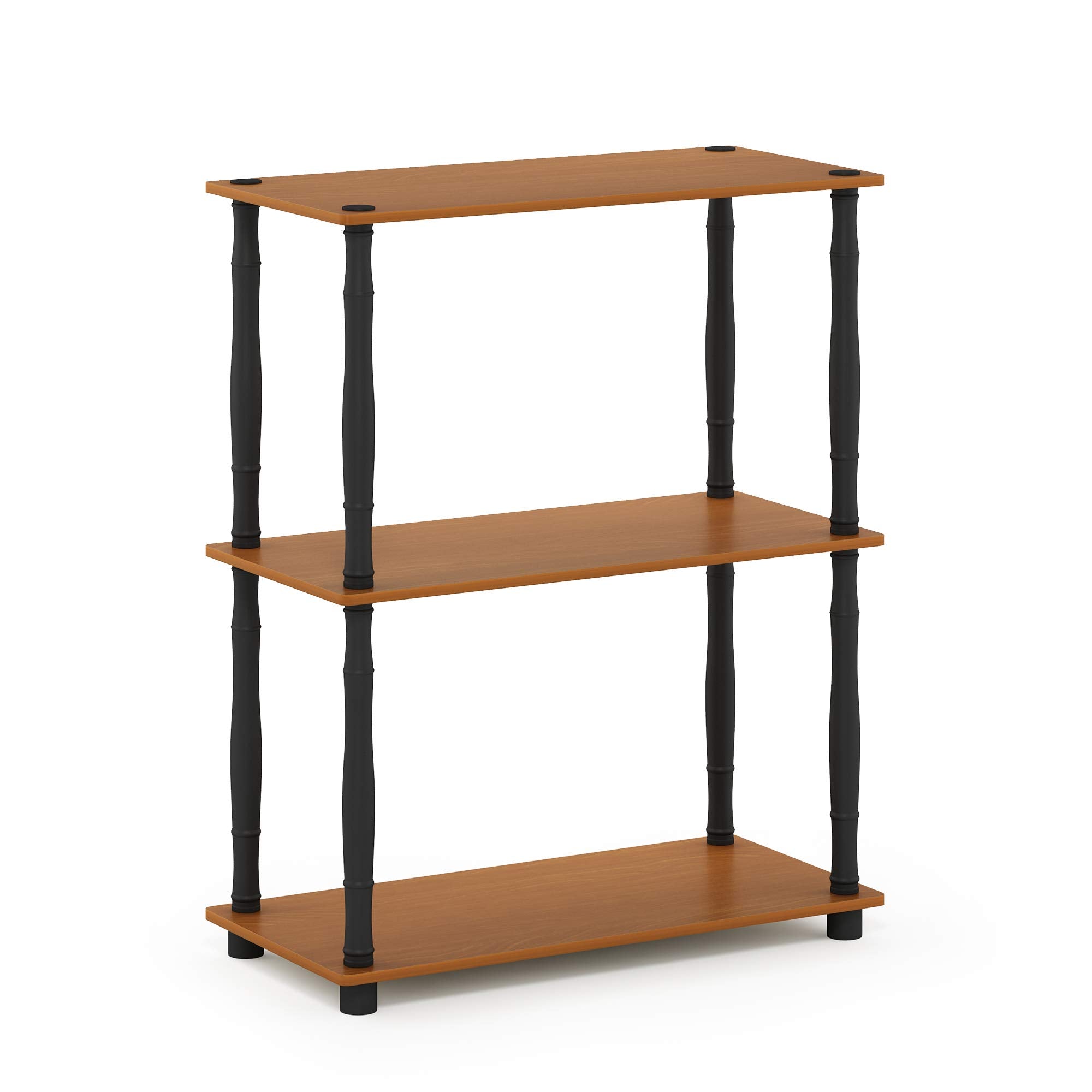 Furinno Turn-N-Tube 3-Tier Compact Multipurpose Shelf Display Rack With Classic Tube, Light Cherry/Black