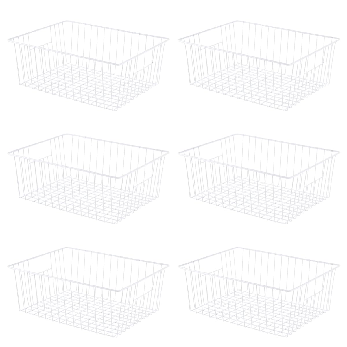 Nprohuge Freezer Organizer Bins, Upright Freezer Baskets for 16, 17, 21 cu.ft Standup Freezer, Wire Storage Baskets with Builti