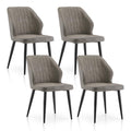 Tukailai Modern Dining Chairs Set Of 4, Faux Leather Kitchen Chairs Lounge Leisure Living Room Corner Chairs Leatherette Guest Reception Chairs With Backrest And Padded Seat (Light Grey)