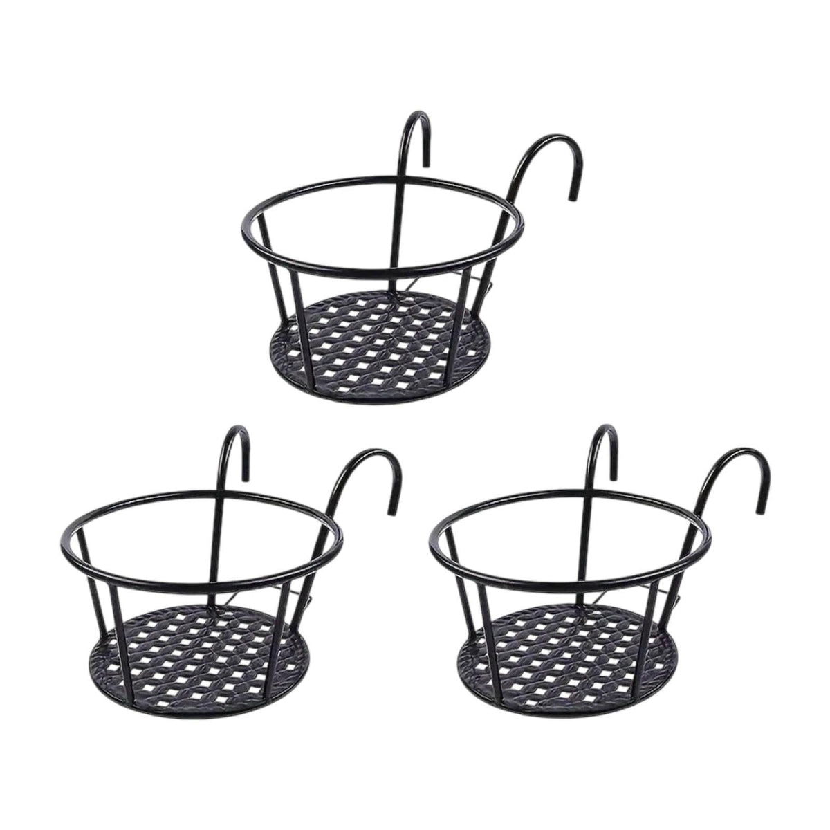 Atorse 3X Hanging Planters Basket Home Balcony Fence Outside Plant Holder With Hook Black|Outdoor Living|Gardening Supplies|Plan
