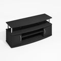 Furinno Jaya Large Entertainment Center Hold up to 55-in TV, Dark Americano, Stainless Steel Tubes