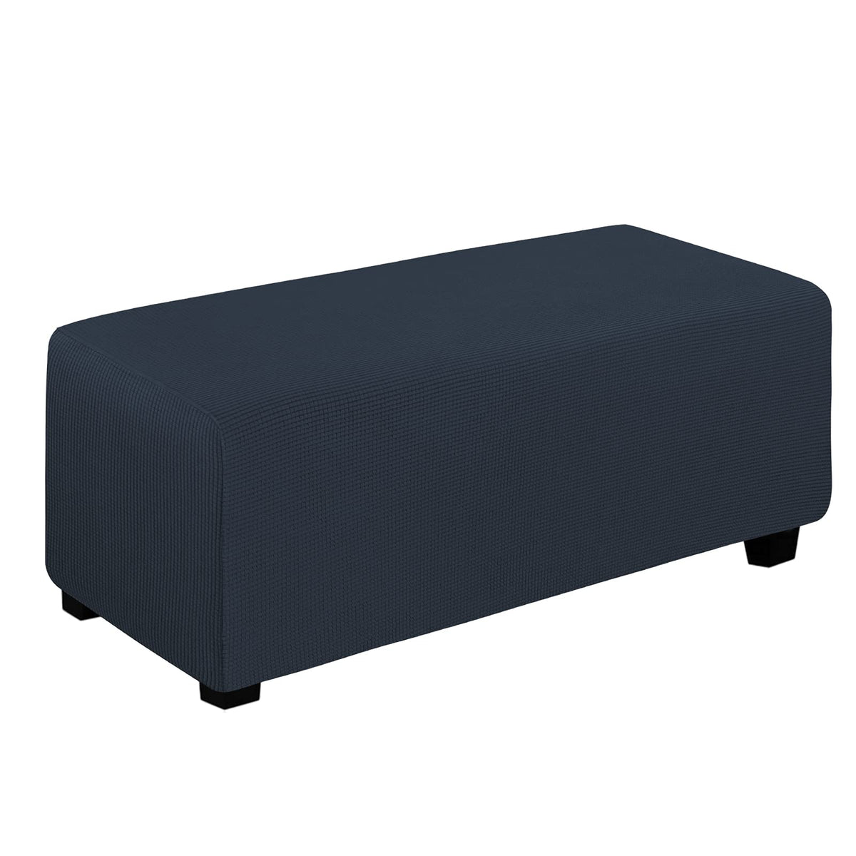 Easy-Going Stretch Ottoman Cover Folding Storage Stool Furniture Protector Soft Rectangle Slipcover With Elastic Bottom(Ottoman X-Large,Dark Blue)