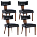 Hny Mid Century Modern Dining Chairs Set Of 4, Farmhouse Pu Leather Upholstered Accent Chair Curved Backrest Kitchen Chairs, Wit